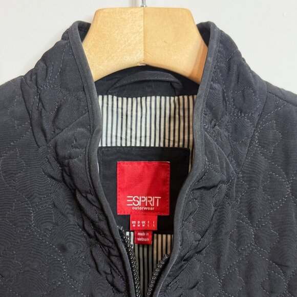 🖤 ESPRIT Quilted Lightweight Women's Black Jacket Zip-Up | SIZE Medium - Picture 3 of 7